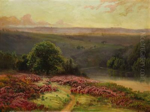 A Landscape With A River Oil Painting by Gaston Anglade