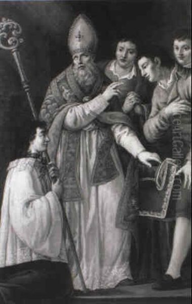 St. Thomas Of Villanueva Giving Alms Oil Painting by Domenico Corvi