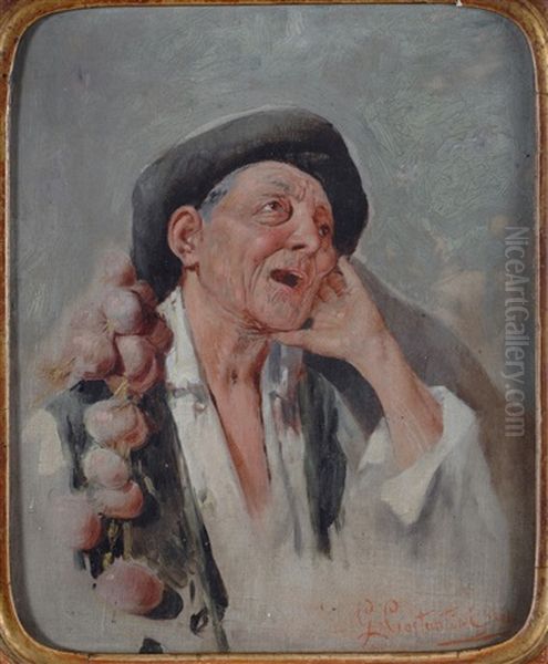 Venditore Di Cipolle Oil Painting by Giuseppe Costantini
