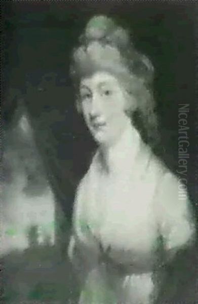 Aristocratic Woman In Pink Ballgown Oil Painting by Richard Cosway