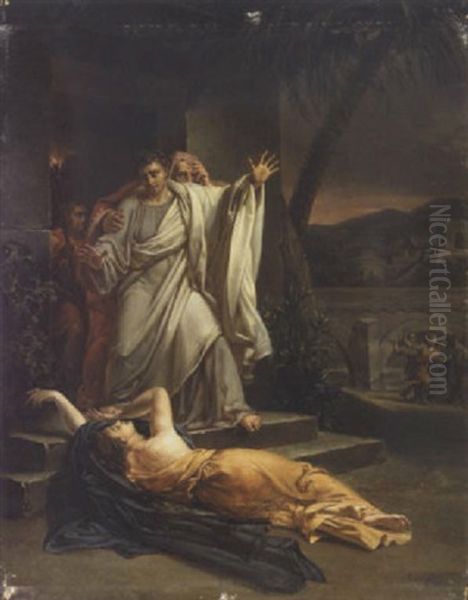Scene Tiree De L'antiquite Oil Painting by Louis Charles Auguste Couder