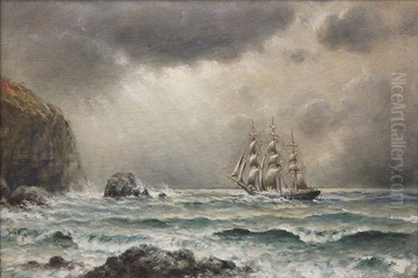 Ship Under Stormy Sky And Waters Oil Painting by William Alexander Coulter