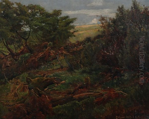 Enebaerbuske Oil Painting by Janus la Cour