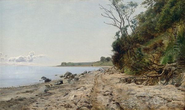 Am Strand Von Helgenaes, Im Ostlichen Jutland Oil Painting by Janus Andreas Bartholin La Cour