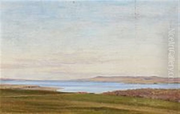 Landscape At A Fiord Oil Painting by Janus la Cour