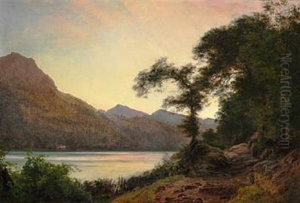 Summer Day Near A Lake Oil Painting by Janus Andreas Bartholin La Cour