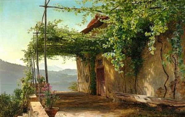Pergola Ved Nemisoen Oil Painting by Janus Andreas Bartholin La Cour