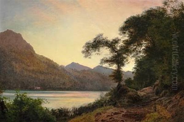 Summer Day Near A Lake Oil Painting by Janus la Cour