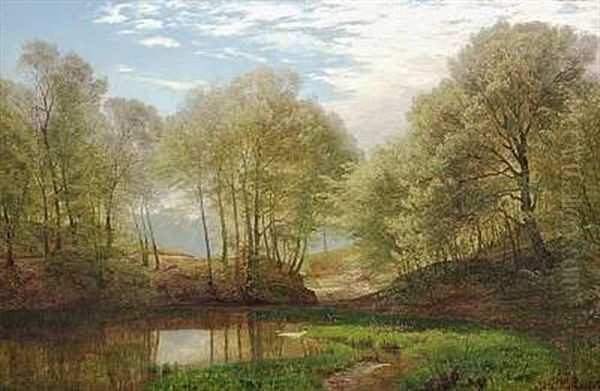 Foraarsdag I Bogeskoven Oil Painting by Janus Andreas Bartholin La Cour