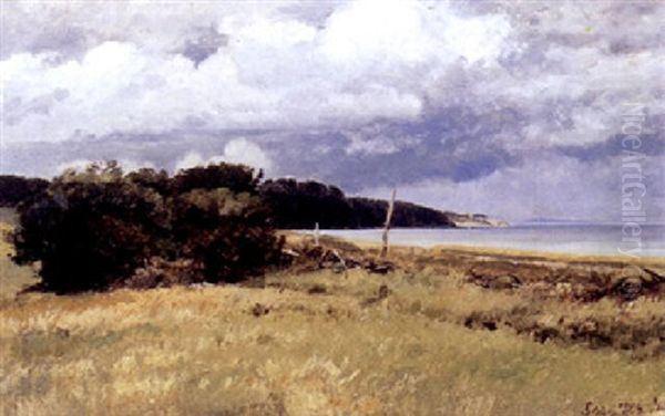 Usigt Over Fjordparti Ved Flojstrup Strand Oil Painting by Janus la Cour