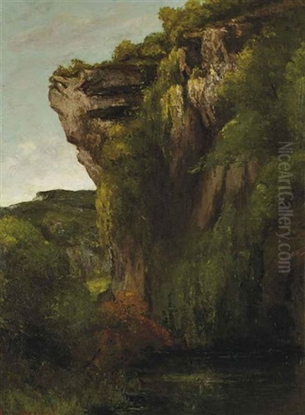 Bords De La Loue Avec Rochers Oil Painting by Gustave Courbet