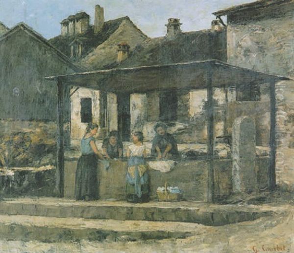 The Washerwomen Oil Painting by Gustave Courbet