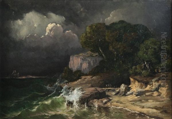 Les Falaises De Sainte Marguerite Oil Painting by Vincent Joseph Francois Courdouan