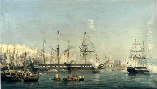 Reception Du Duc D'aumale A Alger En Qualite De Gouverneur General, Octobre 1847 Oil Painting by Vincent Joseph Francois Courdouan