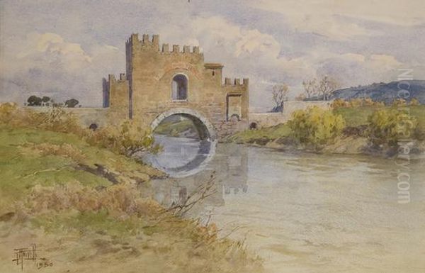 Roma, Veduta Del Ponte Nomentano Oil Painting by Filippo Anivitti