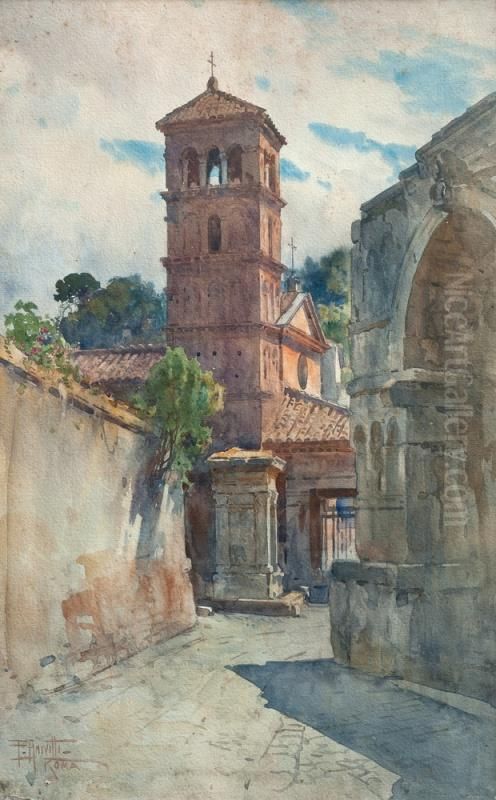 Calle Con Campanario Oil Painting by Filippo Anivitti