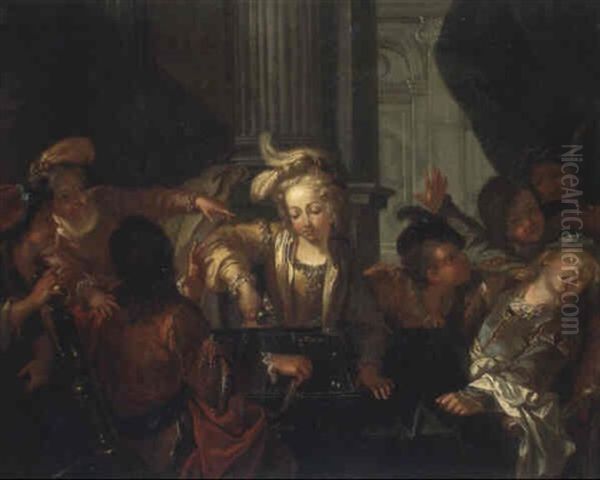 La Partie De Trictrac Oil Painting by Jacques-Francois Courtin