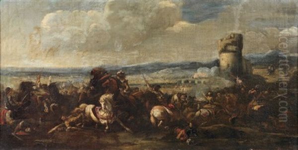 Choc De Cavalerie Oil Painting by Jacques Courtois