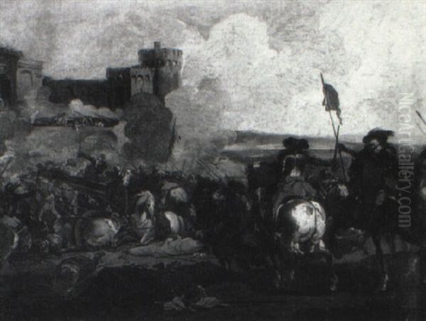 Scene De Bataille Oil Painting by Jacques Courtois