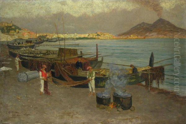 Golf Von Neapel Oil Painting by Eugen Ankelen