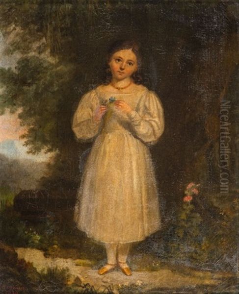 Jeune Fille Dans Un Jardin Oil Painting by Jean Antoine Cousin