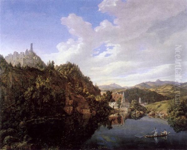 Landschaft Im Frankischen Altmuhltal Oil Painting by Ferdinand Wilhem von Couven