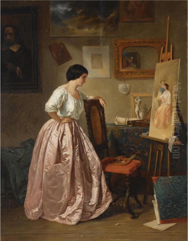 In The Artist's Studio Oil Painting by Anna Marguerite Elisabeth Van Limburg Stirum