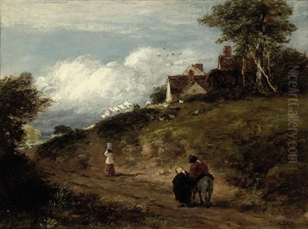 Hanging Out Clothes Oil Painting by David Cox