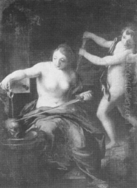 Venus And Cupid In Vulcan's Forge Oil Painting by Noel Coypel