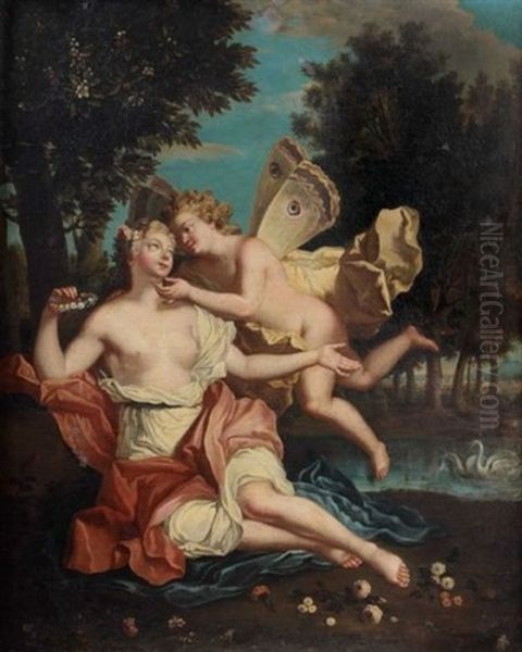 Zephir Et Flore Oil Painting by Antoine Coypel