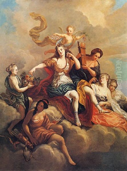 Il Riposo Di Diana Sulle Nubi Accompagnata Dalle Ninfe Oil Painting by Antoine Coypel