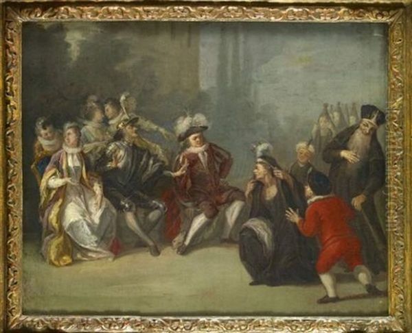 La Doloride Affligee De Sa Barbe Vient Prier Don Quichotte De La Venger Oil Painting by Charles-Antoine Coypel