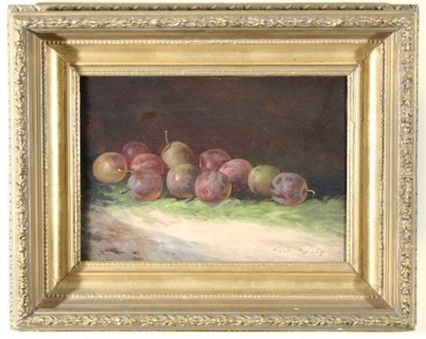 Still Life Of Grapes On Green Grass Oil Painting by Charles Craig