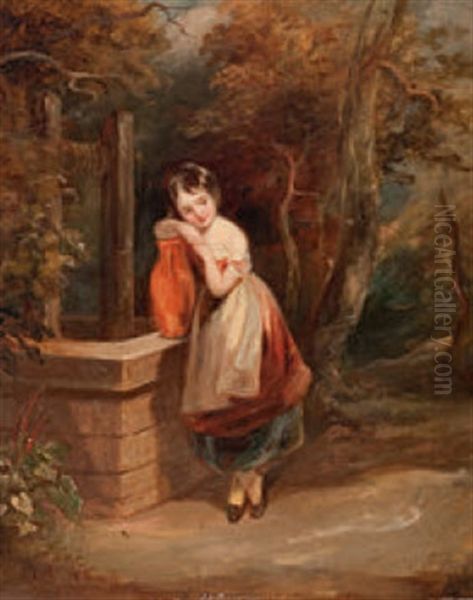 Madchen Am Brunnen Oil Painting by Carl Ceasar Adelbert Cramer