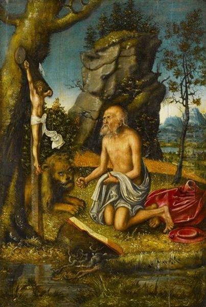 Heiliger Hieronymus In Der Einode Oil Painting by Lucas Cranach the Elder
