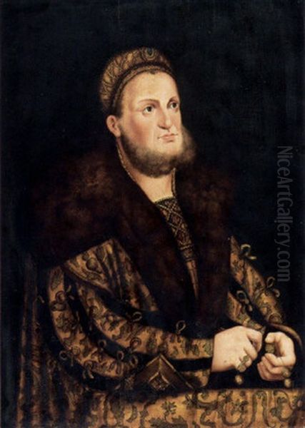 Bildnis Kurfurst Friedrich Des Weisen Von Sachsen In Pelzverbramtem Gewand Oil Painting by Lucas Cranach the Elder