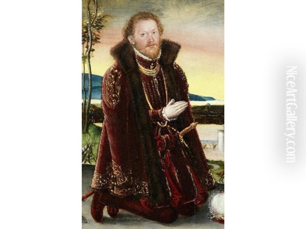 Portrait Of Prinz Joachim Ernst Von Anhalt (+ And Portrait Of Prinzessin Agnes Grafin Von Barby) (pair) Oil Painting by Lucas Cranach the Younger