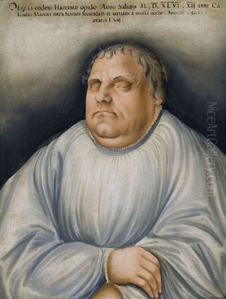 Bildnis Des Martin Luther Auf Dem Sterbebett Oil Painting by Lucas Cranach the Younger
