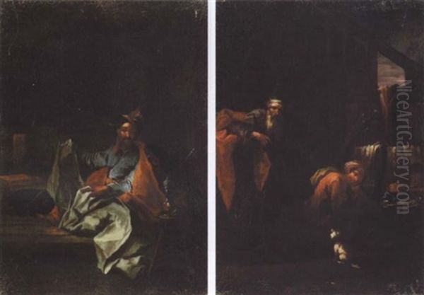 A Turk Seated In An Interior Oil Painting by Giuseppe Maria Crespi