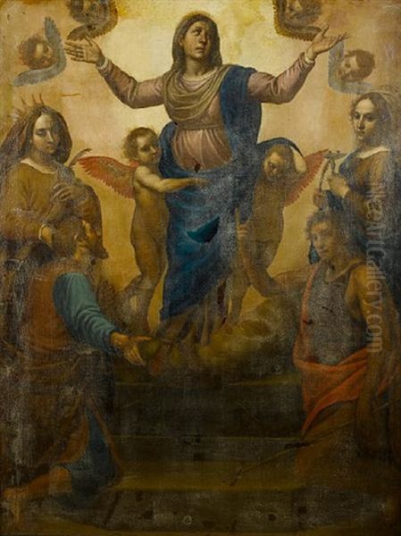 The Virgin With Saints Lucy, John The Baptist And Catherine Of Alexandria Oil Painting by Domenico (il Passignano) Cresti