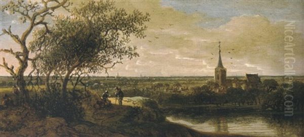 A Village By A River Oil Painting by Anthony Jansz van der Croos