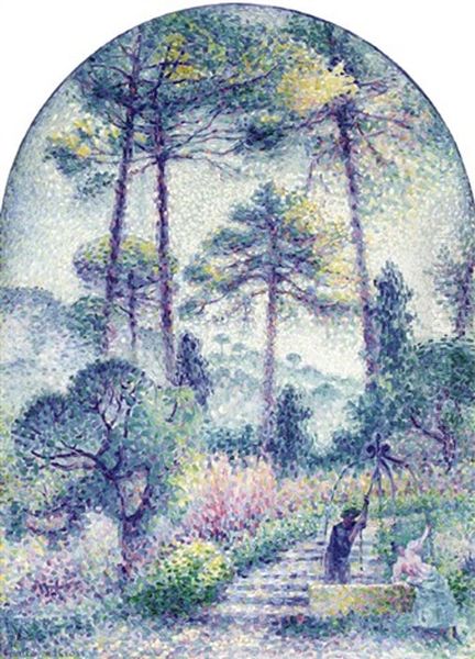 Jardin En Provence Oil Painting by Henri-Edmond Cross