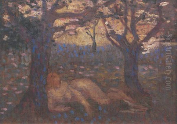 Nu Allonge Dans Les Bois Oil Painting by Henri-Edmond Cross