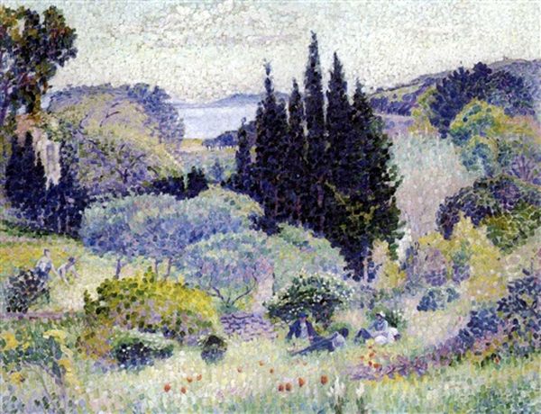 Cypres (avril) Oil Painting by Henri-Edmond Cross