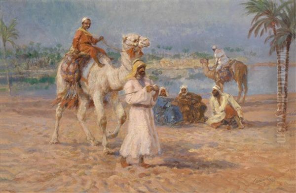Rast Bei Der Wasserstelle Oil Painting by Karoly Cserna