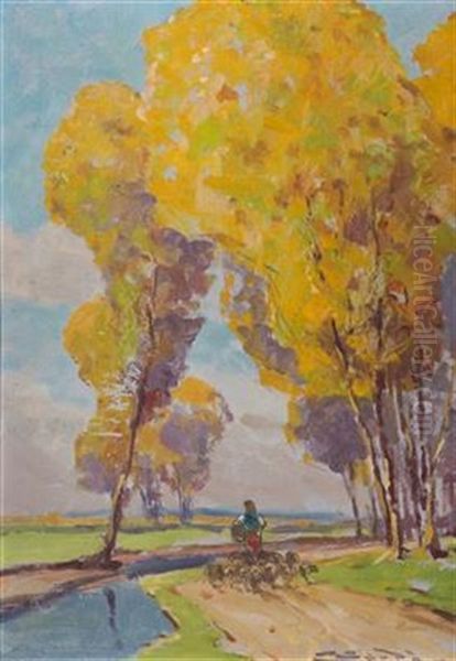 Autumn Oil Painting by L鈥榰dovit Csordak