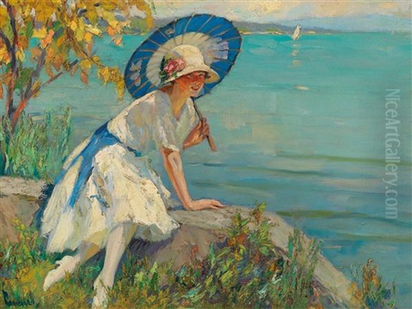 An Der Seemauer Oil Painting by Edward Cucuel