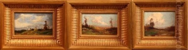 Paysages (3 Works) Oil Painting by Jules-Edmond Cuisinier