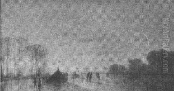 Skating In Central Park, Sunset Oil Painting by Johann Mongels Culverhouse