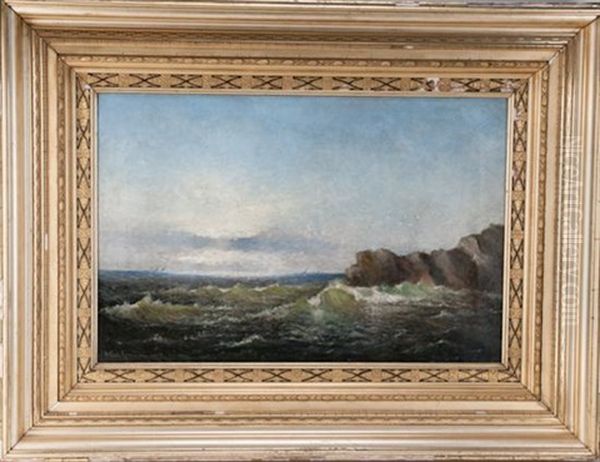 A Rocky Shoreline Oil Painting by Arthur Cumming